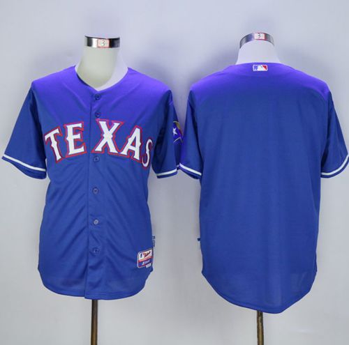 Rangers Blank Blue 40th Anniversary Patch Stitched MLB Jersey